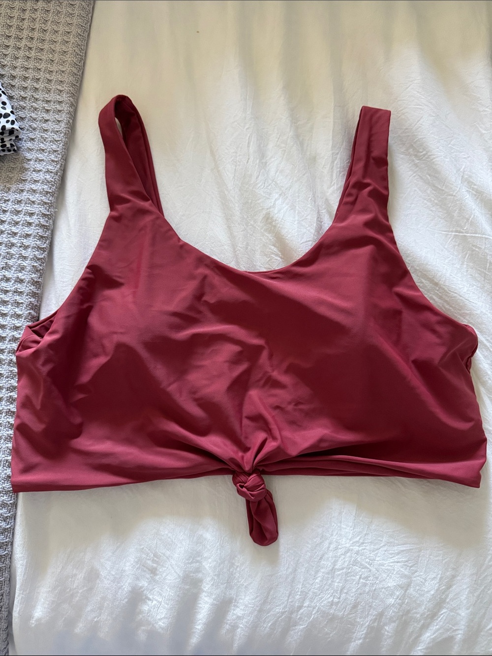 Knot-Front Scoop Neck Bikini Top - Deep Berry